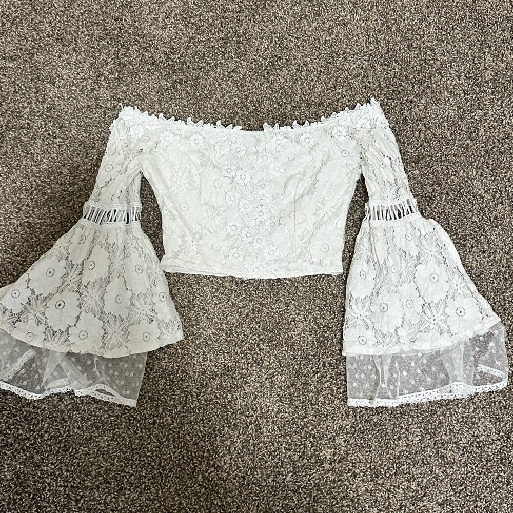 Fashion Nova Cropped Bell Sleeve Top